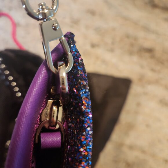 KATE SPADE Cameron Street Glitter Sima pink purple clutch handbag NEW - Picture 7 of 12